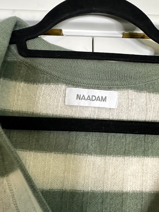 Naadam striped ribbed cashmere polo tunic sweater SzSmall